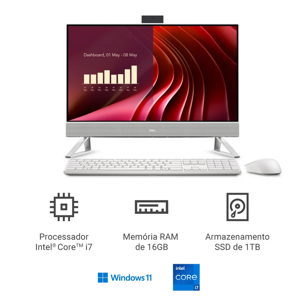 "Computador Dell 24 All-in-one Ec24250 23.8"" Ips Full Hd 13ª Gen Intel Core i7 16gb 1TB SSD Win 11 Aio-i1303-m41" - view 2