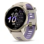 Monitor Cardíaco De Pulso E Gps Garmin Forerunner 970 Titânio Dourado Suave 47mm, Com Pulseira Branca Translúcida Índigo