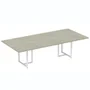Mesa De Reunião Retangular 260 X 120 Cm Pé Tubular Pe25 Em Mdp Cor Nogueira Casablanca Base Branca