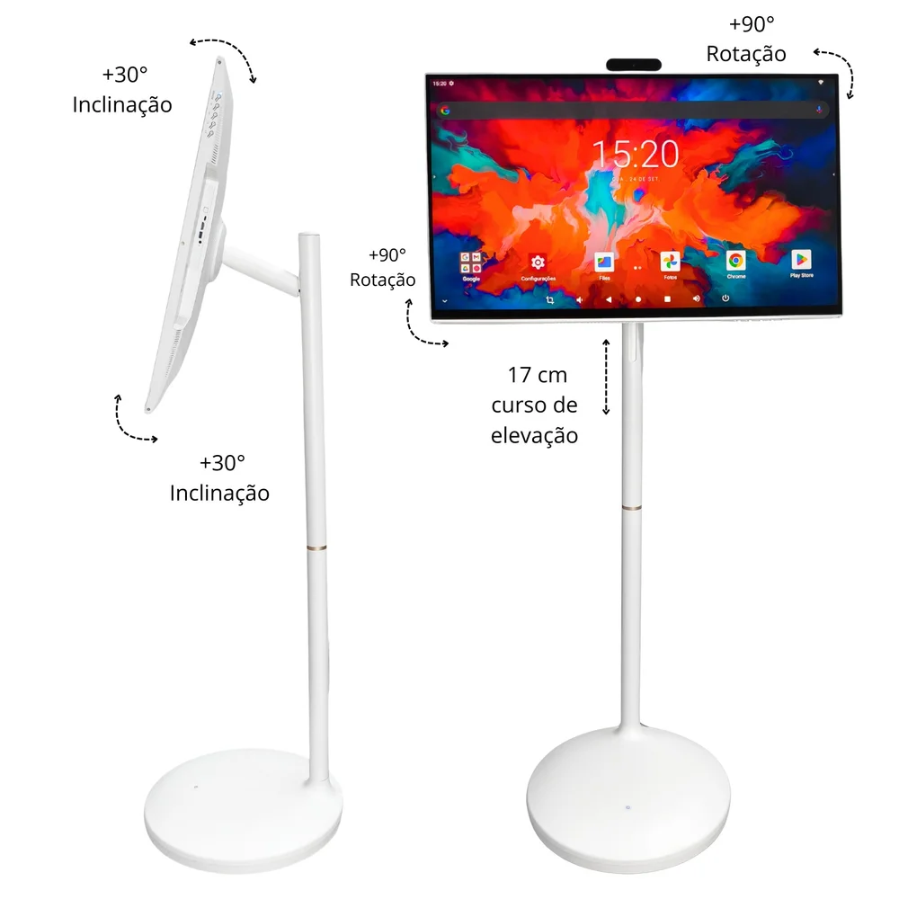 Monitor Tela Interativa Touchscreen Display Ips 27" Full Hd, Octa Core, 6gb Ram 128GB, Pedestal Ajustável