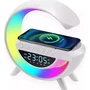 G Speaker Luminária De Mesa RGB Caixa De Som Carregador Por Indução Despertador Rádio Relógio Sem Fio