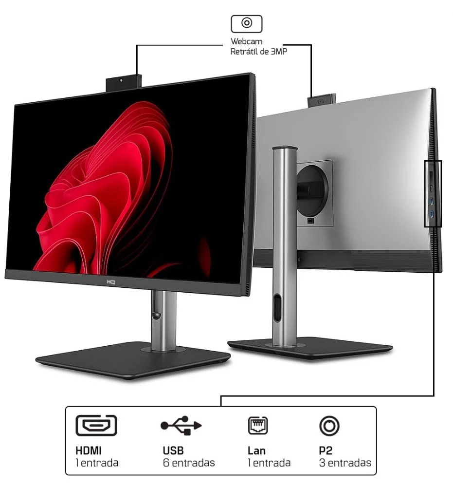 "Computador All In One 24"", Intel Core i5 12400 12ª Geração, 8GB Ddr4, SSD 512gb, Webcam, Wifi, Bluetooth, Hq Silver Aihqp-002" em Campinas - foto 4