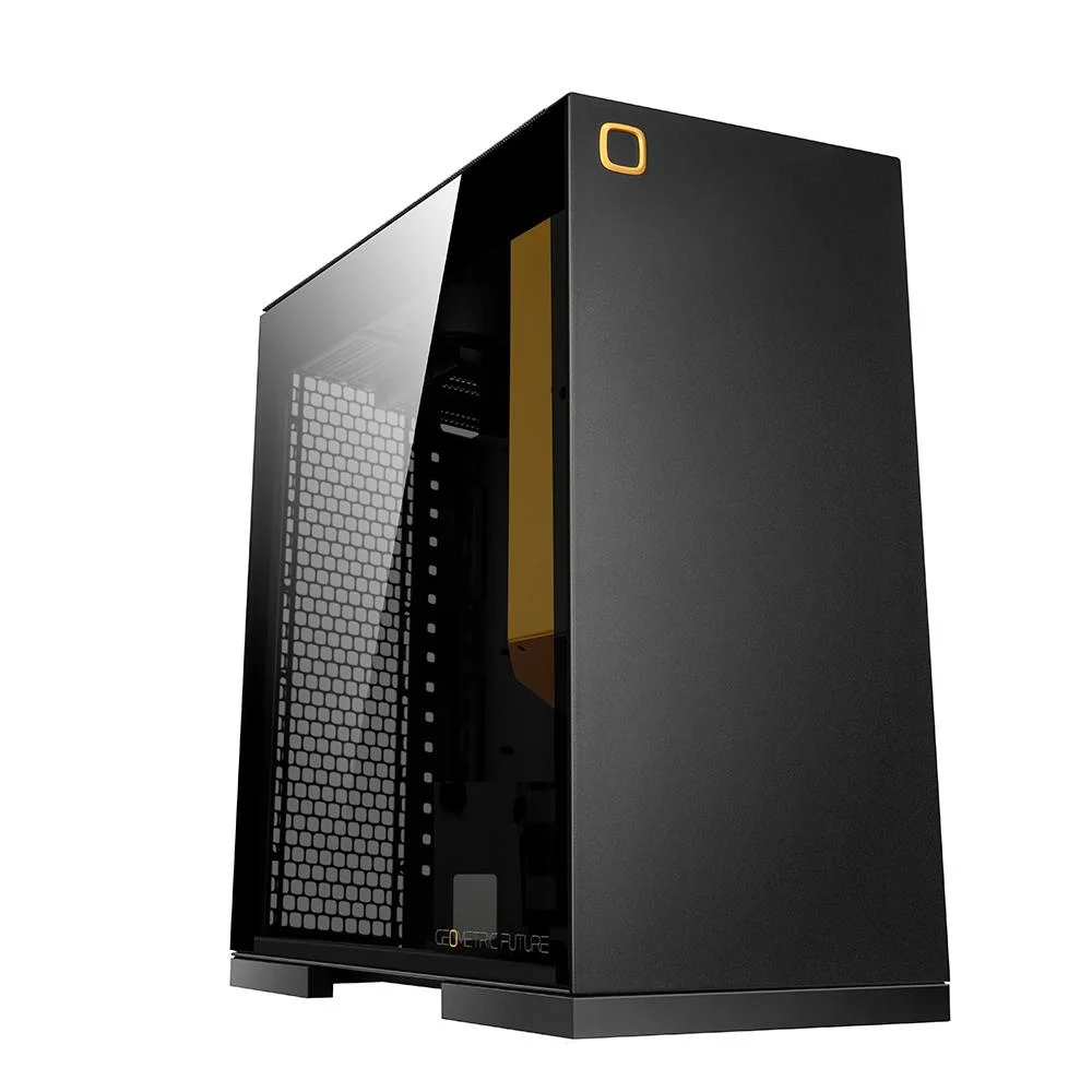 Gabinete Gamer Geometric Future Model 8 Lohan Rotacionado Preto E Amarelo Gabinete Gamer Geometric Future Model 8 Lohan Rotacionado Preto E Amarelo