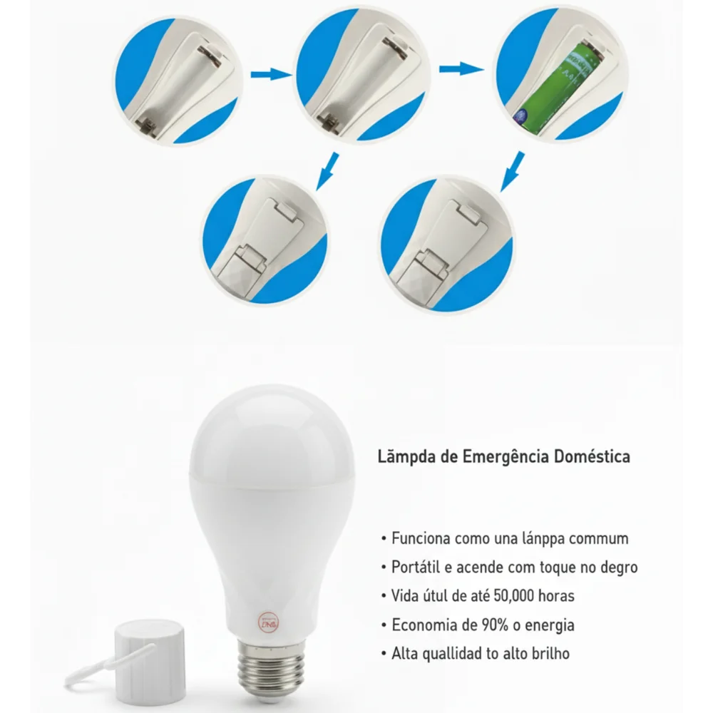 Lâmpada Recarregável MiLEMON De Emergência LED Forte Inteligente De Emergência Bateria Bivolt 5000 mwh