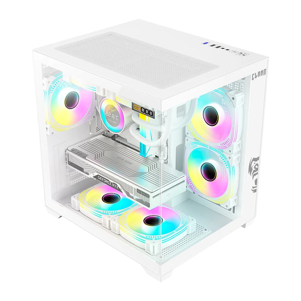 Gabinete Aquario Gamer Grodd Snow Branco Gabinete Aquario Gamer Grodd Snow Branco