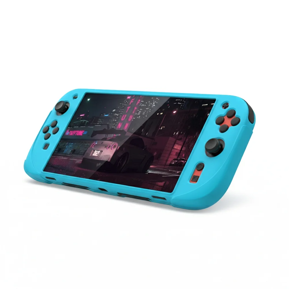 Capa De Silicone Case Antiderrapante + Película De Vidro Temperado 9h Para Switch 2 (azul)