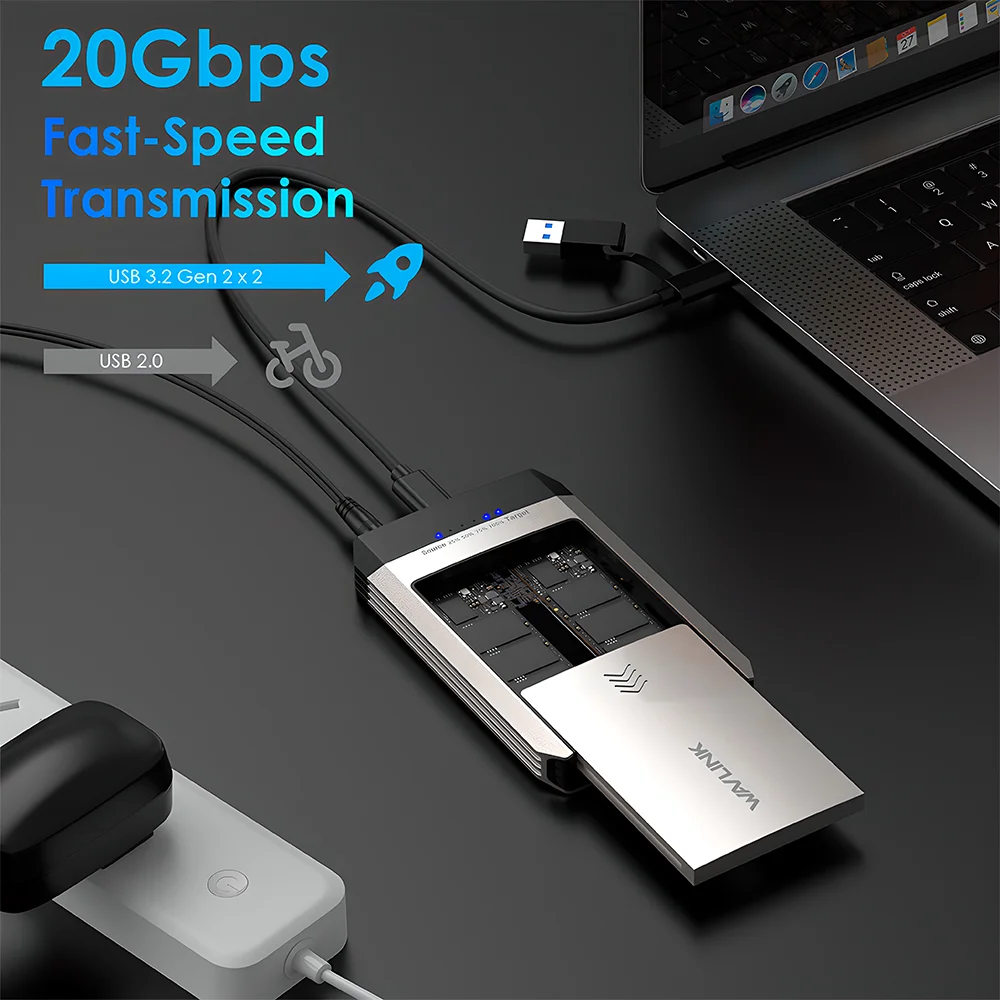 Gabinete Duplo Wavlink Para M.2 SSD Nvme Dual-bay 20gbps Gabinete Duplo Wavlink Para M.2 SSD Nvme Dual-bay 20gbps