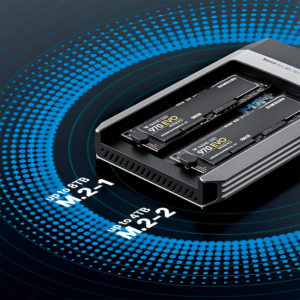 Gabinete Duplo Wavlink Para M.2 SSD Nvme Dual-bay 20gbps Gabinete Duplo Wavlink Para M.2 SSD Nvme Dual-bay 20gbps