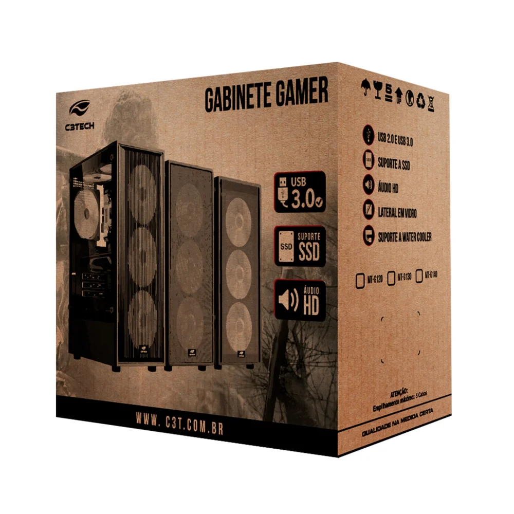 Gabinete Gamer Vidro Lateral, Mt-g140bk, M-atx, Sem Cooler, Suporta Watercooler