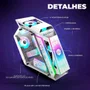 Gabinete Gamer  Rosa Vidro Temperado 6 Ventoinhas RGB Compatível Com Gpu De Até 295mm