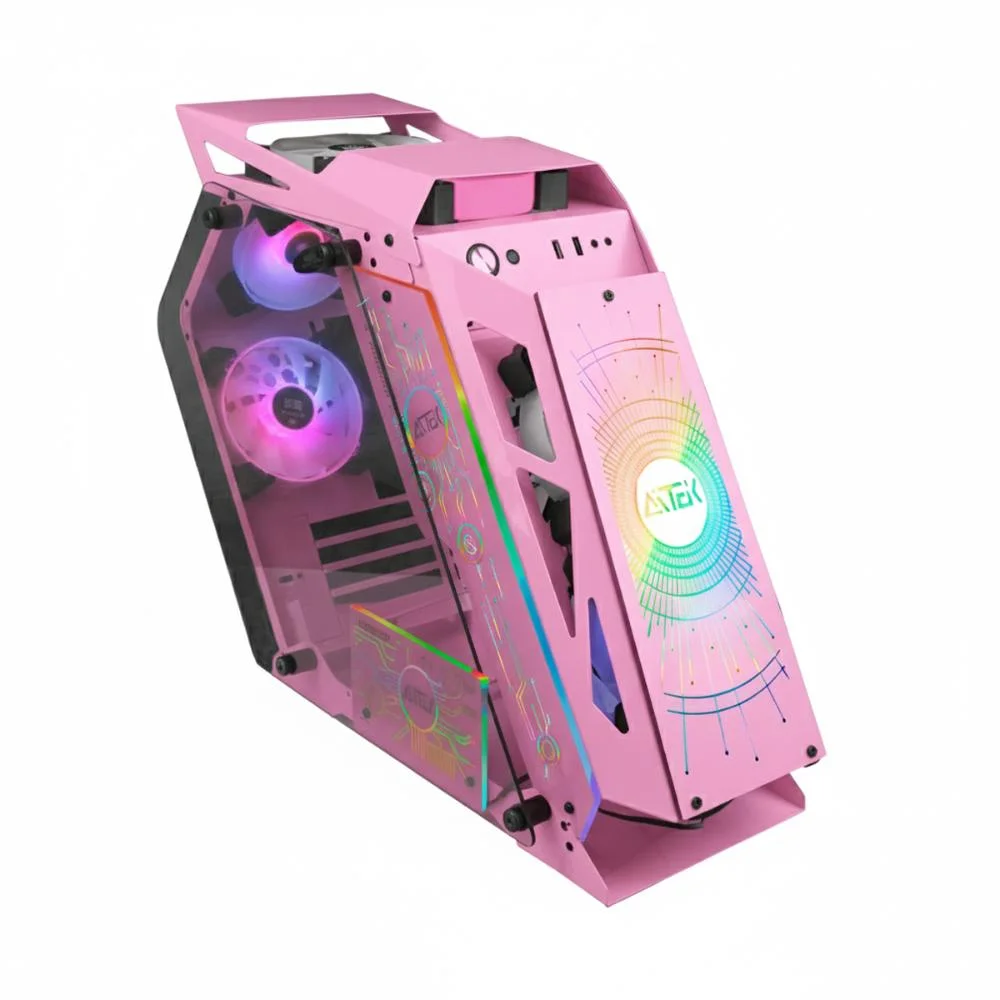 Gabinete Gamer Rosa Vidro Temperado 6 Ventoinhas RGB Compatível Com Gpu De Até 295mm Gabinete Gamer Rosa Vidro Temperado 6 Ventoinhas RGB Compatível Com Gpu De Até 295mm