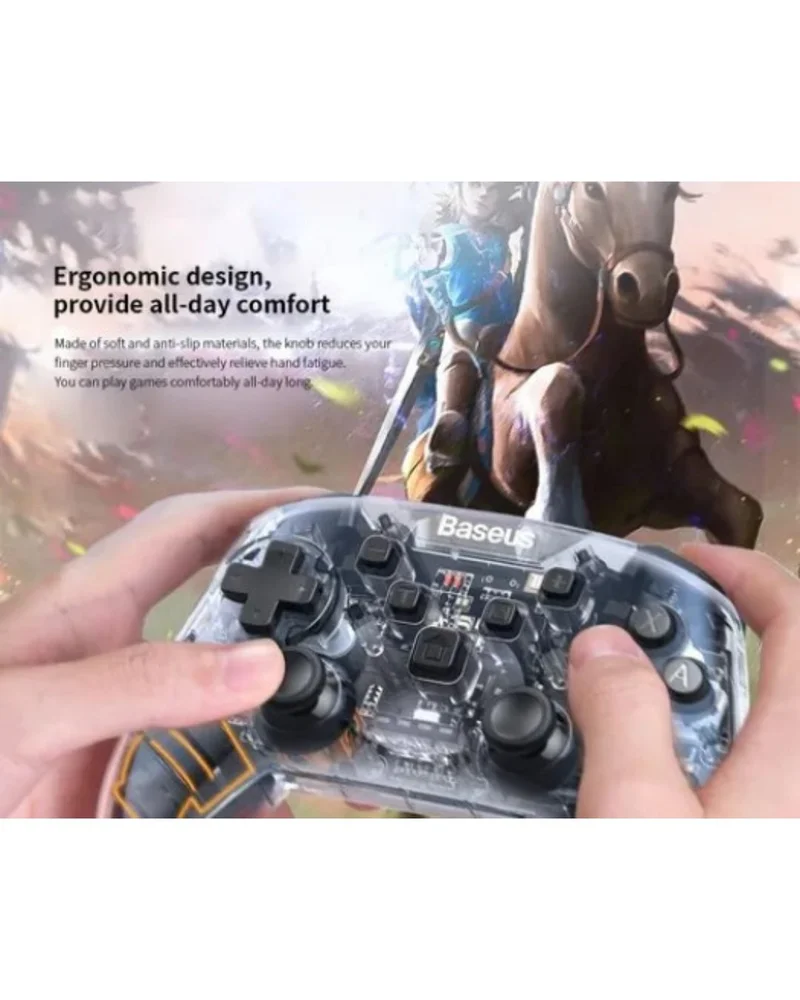 Controle Para Jogos Baseus Sw Com Sensor De Movimento E Vibração, Preto Transparente.