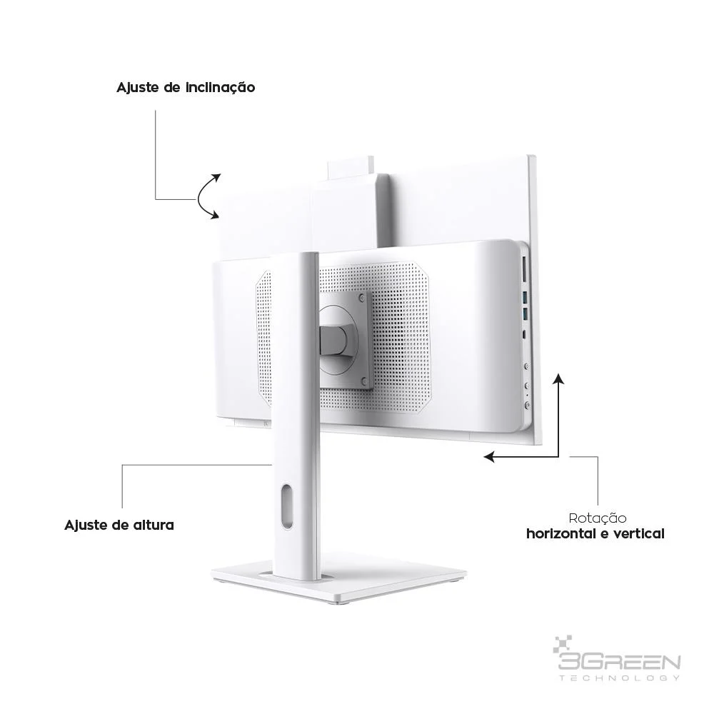 "Computador All In One 24"" Branco, Intel i5 9400, 16gb Ddr4, SSD 512gb, WINDOWS 11  , Webcam, Wi-fi, 3green Unique" em Campinas - foto 2
