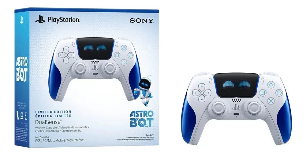 Controle Ps5 Dualsense Edição Limitada Astro Bot Joyful Branco/azul