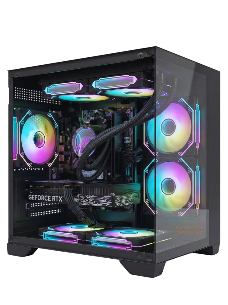 PC Gamer Gabinete Aquario Preto | Ryzen 5 5500 | RTX 5060 8GB | 16gb Ram | SSD 500GB | Water Cooler 240mm | Win11 Pro