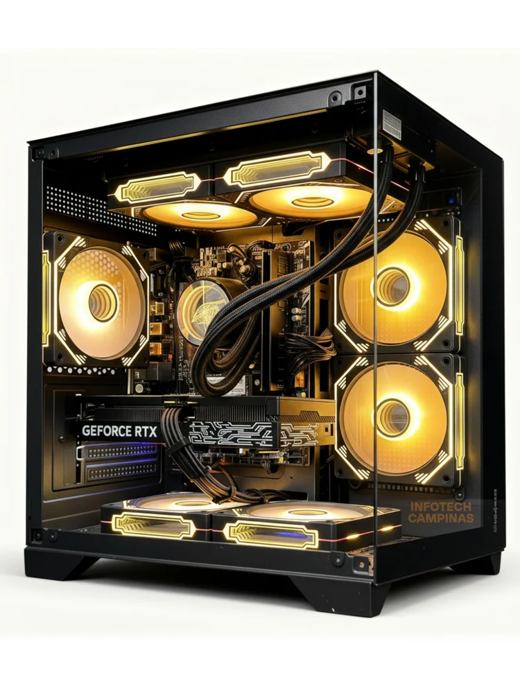 PC Gamer Gabinete Aquario Preto | Ryzen 5 5500 | RTX 5060 8GB | 16gb Ram | SSD 500GB | Water Cooler 240mm | Win11 Pro - view 2
