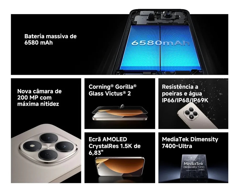 "Celular Xiaomi Redmi Note 15 Pro 5g De 256gb 8GB Ram De 6.83"" 200+8mp 20mp - Titanium Color (global)" - view 5